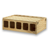 Pluma 5 compartimenten houten transportkooi voor middelgrote vogels