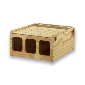 Pluma 3 compartimenten houten transportkooi voor middelgrote vogels