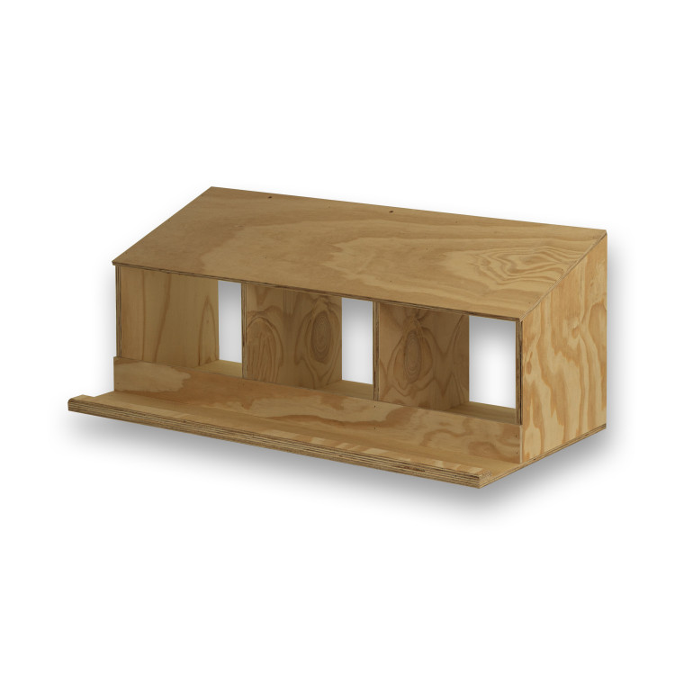 Simple Legekasten aus Holz mit 3 Abteilen für Hühner