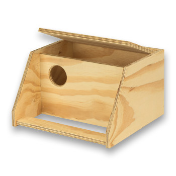 Binnen houten nestkast voor Agaporniden