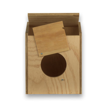 Drewniana budka lęgowa dla Łąkówek