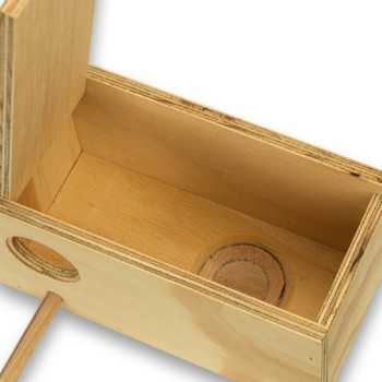 Horizontaler Nistkasten aus Holz für Wellensittiche