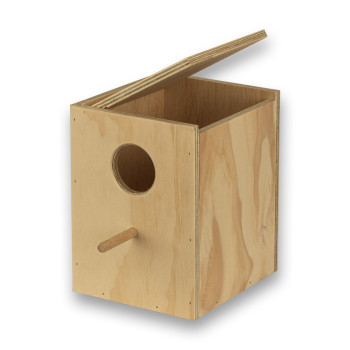 Vertical wooden nest box for English Budgies