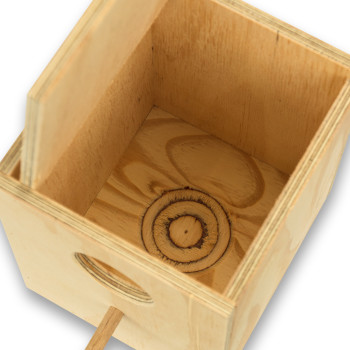 Vertical wooden nest box for English Budgies
